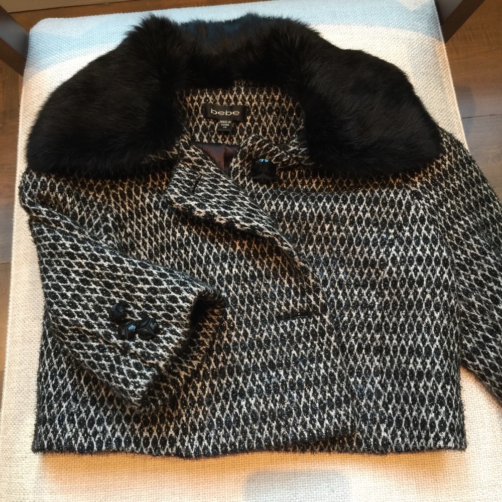 Bebe Jacket with real fur collard, XS